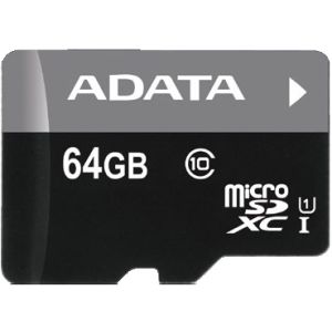 Adata/micro SD/64GB/50MBps/UHS-I U1 / adapter razreda 10/+ AUSDX64GUICL10-RA1