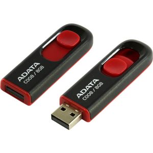8 GB USB ADATA C008 črna / rdeča (tisk) AC008-8G-RKD