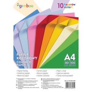 Gimboo barvni papir A4, 100 listov, 80g, 10 neon barv