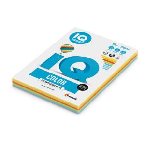 Barvni papir IQ color 5x20 mix intenzivnih barv, A4, 160g