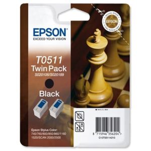 Kartuša Epson T0511, dvojni paket, črna (black), original