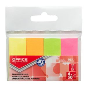Office Products samolepilni zaznamki 20x50mm neon 4x50 listov