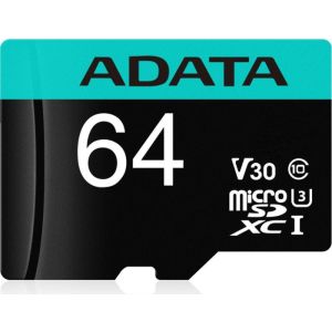 ADATA V30S/micro SDXC/64GB/95MBps/UHS-I U3 / Adapter razreda 10/+ AUSDX64GUI3V30SA2-RA1