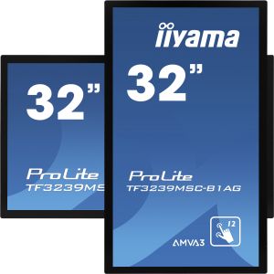 32 "iiyama TF3239MSC-B1AG: AMVA, FullHD, kapacitivni, 12P, 500cd / m2, VGA, HDMI, DP, 24/7, IP54, črna TF3239MSC-B1AG