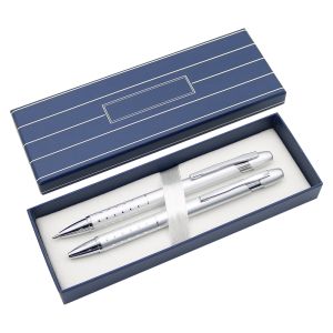 Komplet HELIX B+P - srebrn, kemični svinčnik + mehanski svinčnik