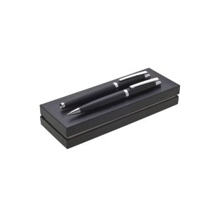 Darilni set - GENERO kemični svinčnik in valjček v črni barvi