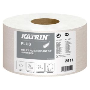 Toaletni papir 2-slojni KATRIN Plus Gigant Toilet S2 18 cm, celuloza, rola 100 m