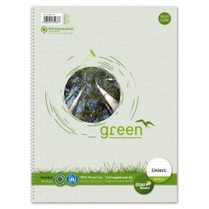 Blok College Format Werk Ursus Green A4 80 listov z linijo 60g recikliran