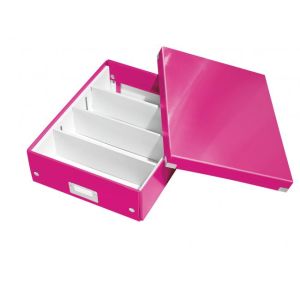 Srednja organizacijska škatla Click &amp; Store kovinsko roza