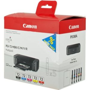 Kartuša Canon PGI-72, mat črna, cian, magenta, rumena, rdeča, pet paketov, multipack, original