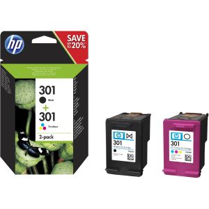 Kartuša HP 301 (N9J72AE), dvojbalenie, čierna, farebná, multipack, original