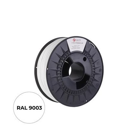 Tiskarska vrvica (filament) C-TECH PREMIUM LINE, ABS, transportna bela, RAL9003, 1,75mm, 1kg 3DF-P-ABS1.75-9003