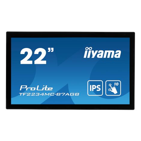 22 "iiyama TF2234MC-B7AGB: IPS, FullHD, kapacitivni, 10P, 350cd / m2, VGA, HDMI, DP, IP65, črn TF2234MC-B7AGB