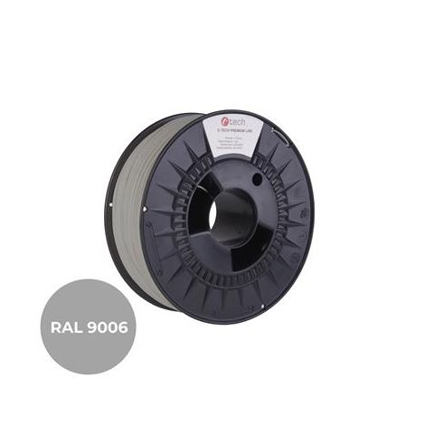 Tiskarska vrvica (filament) C-TECH PREMIUM LINE, PETG, beli aluminij, RAL9006, 1,75 mm, 1 kg 3DF-P-PETG1.75-9006
